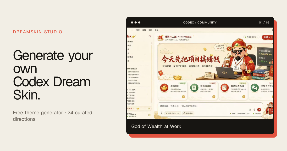 Codex Dream Skin Generator & Themes | DreamSkin Studio